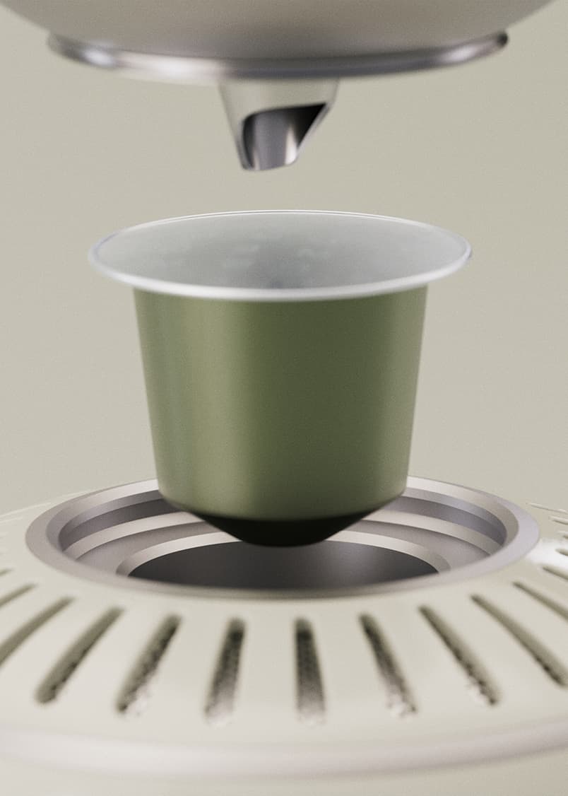 Exploded view of coffee machine components, emphasizing modular construction